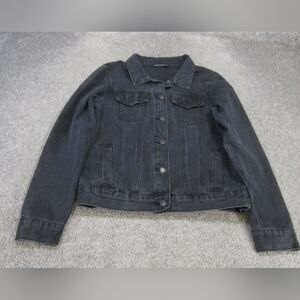 Brandy Melville Jacket Womens Medium Washed Black Denim Trucker